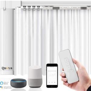 Quoya QL600 Smart Electric Curtain Track, Motorized Motor, Adjustable Track Length, Compatible with Alexa, Google, Siri, Apple Watch (QL600, up to 196 inches (5m))