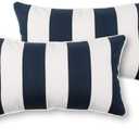 Decorative Pillow Case Lumbar Pillow Case Rectangular Polyester Stripe Navy White, 19x10 inches