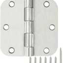24 Pack Interior Satin Door Hinges Brushed Nickel 3.5 Inch x 3 1/2" 5/8" Rudius Rounded Heavy Duty Metal Iron Hinge 3  Bifold Standard Doors Hardware Fittings for Flat,Bed/Storage/Basement Room (Satin Nickel-Rounded)