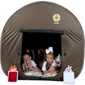 Large Sensory Tent for Kids with Free Interactive Sensory Patches, Dark Brown Sensory Tents and Calm Corner for Kids and Adults with Autism ADHD, Premium Quality Autism Sensory Products