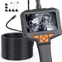 50FT Borescope Camera with Light, 4.3 Endoscope with 8 Adjust Lights, 1080P Inspection Camera with Semi-Rigid Cable, IP67 Waterproof Bore Scope for HVAC Inspection, Cool Gadgets for Men