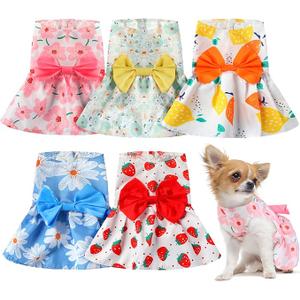 5 Pieces Dog Dresses Shirt Skirt Sleeveless Dress Breathable Pet Shirts with Ruffles Puppy Sundress Outfits for Dogs and Cats (XS Size)