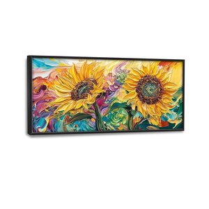 Framed Large Wall Art for Living Room, Sunflower Canvas Wall Decor, Flower Pictures Painting, Natural Landscape Artwork for Living Room Bedroom Office 60L'' × 30W''