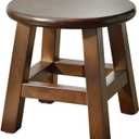 Solid Wood Stool - 10 inch Round Kids Stool for Short Reach & Shoe Changing (Brown) (Brown Round)