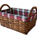 Brown Woodchip Basket with Cotton Liner Set of 3