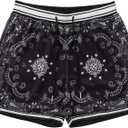 DIOTSR Mens Graphic Shorts Boho Paisley Shorts Athletic Basketball Bandana Shorts Running Streetwear Drawstring Waist (Medium, 01 Black)