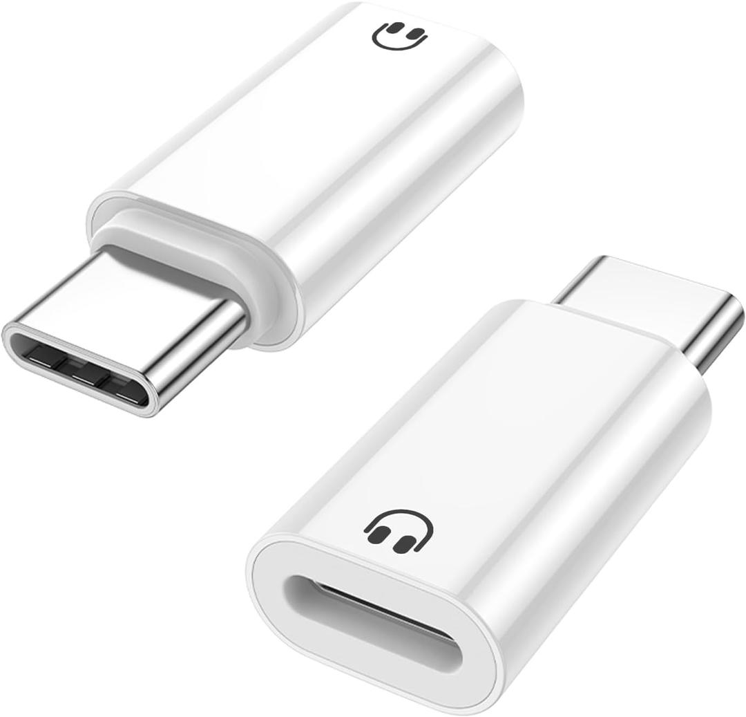 2 Pack USB C to Light-ning Earphone Audio Adapter Converter for iPhone 16/15, iPad Pro/Air, MacBook and More (Only for Headphone, No Charge)
