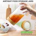 AISIPRIN Airtight Glass Jar with Lid, Glass Storage Containers with Screw On Bamboo Lids, for Cookie, Pasta, Cereal Storage Containers, 5Pcs 80oz 50oz 27oz Canisters Sets for the Kitchen