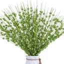 12 PCS Artificial Glitter Berry, Green Christmas Glitter Picks Artificial Berries Stems Ornaments Fake Xmas Stem Decorative Sticks for Vases Tall DIY Wreath Home Decor (15.8)