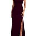 WOOSEA Women's One Shoulder Sleeveless Split Bodycon Mermaid Evening Cocktail Long Dress (Medium)