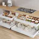 Seinloes 4 Pack Pull out Cabinet Organizer 21" Deep With Raising Pad for Framed Cabinets,Expandable (15.2"-26.3"W) Slide out Drawers for Kitchen Cabinets with 4pcs Divider Racks,Roll out Shelves,White