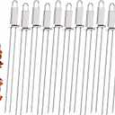 Lallisa Kabob Skewers - Metal BBQ Skewer Sticks with Push Bar for Meat, Chicken, Vegetable & Fruit (12 Pieces)