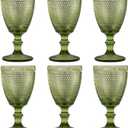 Bandesun Wine Glasses Set of 6 - Vintage Beads Goblet Glass Cup Classic Drinkware