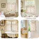 jinchan Floral Linen Kitchen Curtains with Attached Valance 36 Inch Length Farmhouse Cafe Tier Curtains for Living Room Bathroom Rustic Half Window Light Filtering Small Drapes 2 Panels Taupe,30"W x 36"L (Pack of 2)