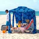 AMMSUN Beach Cabana, 6.5'6.5' Beach Canopy, Easy Set up and Take Down, Cabana Tent with Sand Pockets, Instant Sun Shade with Side Wall, Coral Tropical