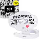 SLEEFS Football Mouth Guard - Lip/Mouthguard with Helmet Strap - Lip/Teeth Protector Mouthpiece - No Boil - for Youth/Adults, Maximum Air Flow, for All Sports - Momma This One for You (White)