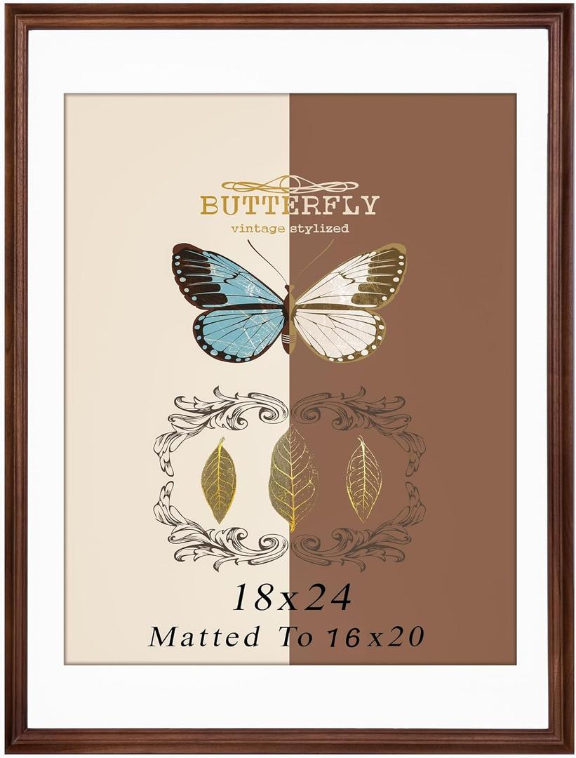 18X24 Picture Frame - Natural Walnut Wood Solid Wood Picture Frames