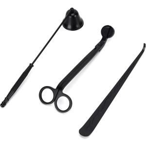 3PCS 3 in 1 Candle Accessory Set,Candle Care Kit,Candle Snuffer Set,Candle Wick Trimmer Cutter Snuffer Extinguisher Wick Dipper Gift Supplies (Black)