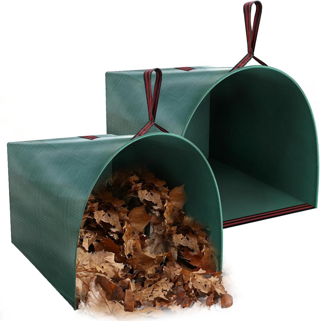 Joyhalo Reusable Yard Waste Bags, 2 Pack 40 Gallon Dustpan-Type Garden Bag for Collecting Leaves Grass Clippings, Heavy Duty lawn and leaf bags, Garden Waste Container for Clean Up Outdoor Debris