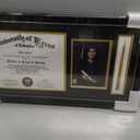 GraduationMall 11x22 Black Diploma Frame with Tassel Holder and Picture for 8.5x11 Certificate 5x7 Photo,Real Glass,Black over Gold Mat, Black With Silver Beads