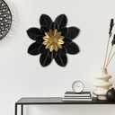 hogardeck Metal Flower Wall Decor, 16" Black & Gold Floral Metal Wall Art for Indoor Outdoor, Boho Modern Wall Decor for Bathroom, Living Room, Kitchen, Bedroom, Porch, Garden, Yard