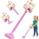 Kids Vacuum Toy That Really Works 3 in 1 Toddler Vacuum Cleaner with Realistic Suction, Role Play STEM Educational for Girl Boy 3 4 Year Old (Pink)