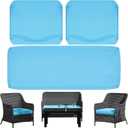 3 Pack Outdoor Patio Seat Cushions Replacement Covers Fit for 4 Pieces 4-Seater Wicker Rattan Patio Conversation Set Loveseat Chair Couch (36*18-1PC+36*18-2PC, Lake Blue)