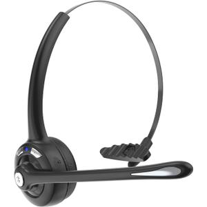 Bluetooth Headset with Microphone,V5.1,Noise Canceling Wireless On Ear Headphones, Bluetooth Headphones with Mic, Phone Headset Mute Button for Laptop, Skype, Call Centers, Office, Trucker, Black