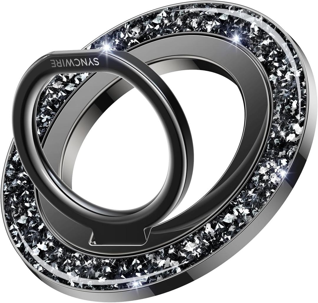 SYNCWIRE Magnetic Phone Ring Holder for MagSafe - Glitter Phone Grip Stand with 360° Rotation Finger Ring Kickstand Blingbling Compatible with iPhone 17 16 15 14 13 12 Pro Max MagSafe Accessories