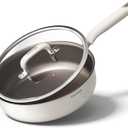 Nonstick Frying Pan with Lid - Titanium Enhanced Deep Ceramic Saute Pan, Warp-Resistant Tri-Ply Stainless Steel, PTFE/PFOA-Free, Induction Compatible, Non-Toxic, Cool Handle,10-Inch