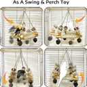 Bird Swing for Cage with Chew Toys, 3 Sisal-Wrapped Parrot Perches & Stable Triangle Design, Wooden Hanging Parakeet Toys Swing for Cockatiel Lovebirds Conures Quaker Balance Training (S)