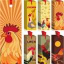 3 x Maitys 120 Pcs Thanksgiving Chickens Bookmarks Bulk Rooster Chickens Favors Gifts with Ribbon for Book Lovers Fall Inspirational Book Markers for Thanksgiving Reader Teachers Gifts