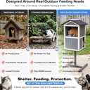 2-Story Outdoor Cat Feeding Station, Elevated Feral Cat House with Roof