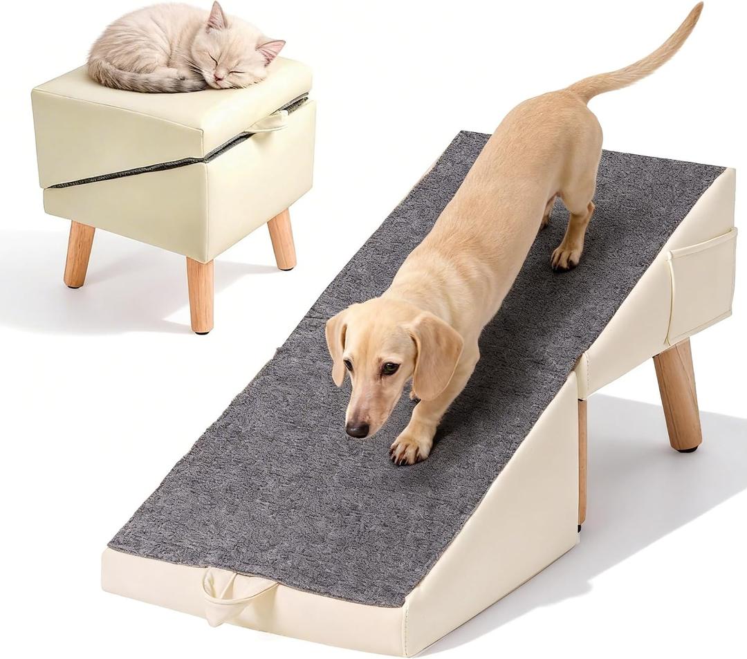 13.5" H Dog Ramp for Couch & Low Bed, 2-in-1 Pet Stairs for Small Dogs