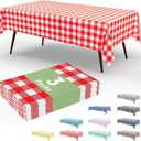 Smiry 3 Pack Red Gingham Disposable Tablecloths, 54" x 108" Rectangle Plastic Checkered Table Cloth, Waterproof Buffalo Plaid Table Covers for Picnic, Outdoor, Birthday, Party