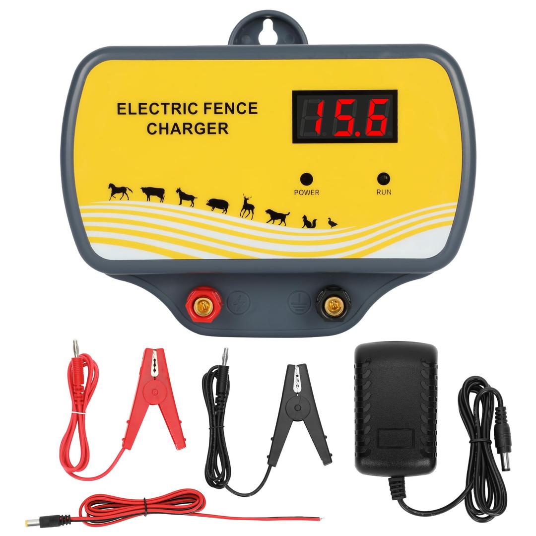 Electric Fence Charger 12V Input to 12KV Output, 2 Joule, 120 Acre Plug-in Electric Fence Energizer for Wildlife Control & Animal Intrusion Prevention
