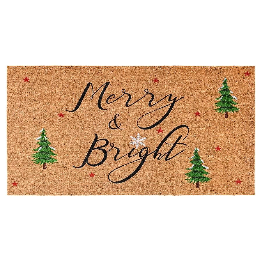 Calloway Mills AZ105602436 Christmas Doormat, Merry & Bright, 24" x 36", Natural/Black