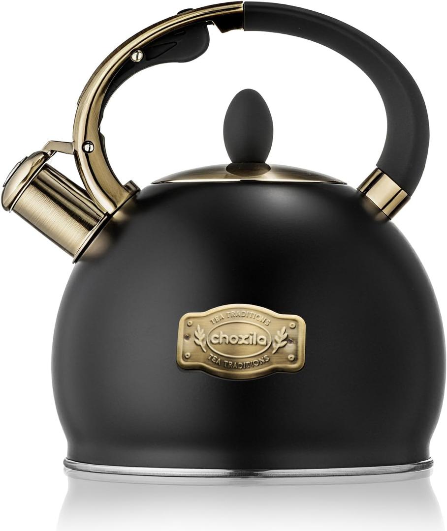 Stovetop Tea Kettle - 2.64 Quart Whistling Tea Pot for Stove Top, Stainless Steel Tea Kettle for All Stovetops Including Induction, Gas, Electric | Ergonomic Pouring Design