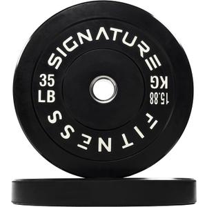 Olympic Bumper Plates, 2" Weight Plates for Strength Training & Weightlifting, Pairs, Sets or Sets with 7FT Barbell, Multiple Options (35 lbs, Black)