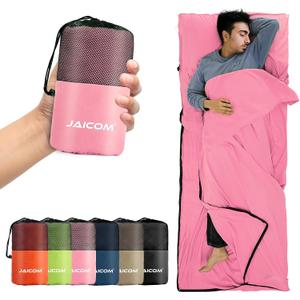 Sleeping Bag Liner, Travel Sheets & Adult Sleep Sack, Ultralight and Portable Summer Sleeping Bag - Ideal for Backpacking, Hotels and Hostels, Business Trips, Camping (Pink)