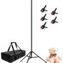 Hemmotop 7x5ft (HxW) T-Shape Photo Backdrop Stand, Portable Green Screen Stand Only with 5 Clip Clamps and Carry Bag, Adjustable Background Support Kit for Birthday, Baby Shower, Parties, Photoshoots