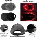 LED Light Up Baseball Cap, USB Rechargeable Fiber Optic Hat with 7 Glowing Colors for Party, Black