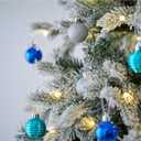 Poen 8 Pcs 4" Christmas Ball Ornaments Christmas Tree Hanging Decorations Xmas Plastic Shatterproof Colorful Ornaments Set with Rope for Holiday Party (Blue Silver)