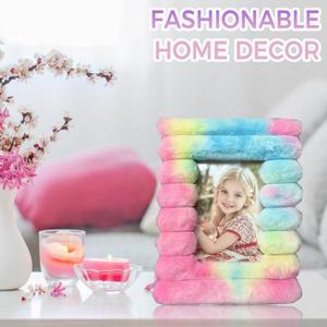 5x7 Plush Photo Frame for Home Decor, Super Soft Rainbow Plush Decorative Frame, Perfect for Photos, Drawings, and Watercolor Paintings, Cozy and Warm Gift Idea (Beige)