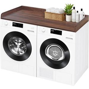 ROYXEN Washer Dryer Countertop, Laundry Countertop Solid Wood, Countertop for All Front-Loaded Washing Machine and Dryer, Extra Room for Laundry Room, Walnut Color