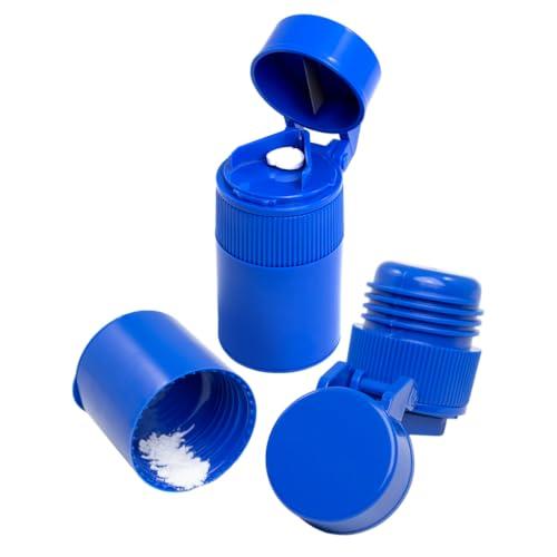 EZY DOSE 3 Compartment Pill Crusher, Cutter and Grinder, Daily Usage, Safely Cut Pills, Vitamins, Tablets, Accurate and Easy Cutting, Stainless Steel Blade, Removable Drinking Cup, Blue, BPA Free