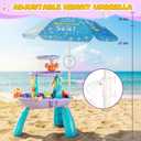 3-Tier Outdoor Water Sand Play Table Beach Toys, Summer Splash Activity Sensory Table Party Birthday Gift for Kids 3 4 5 6 7(Purple)