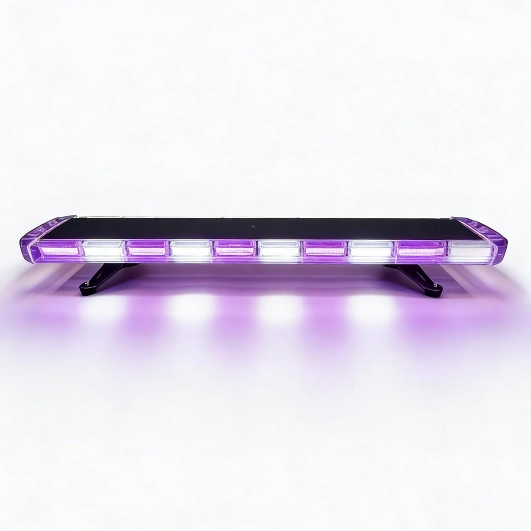 47" 88-LED COB Roof Top Emergency Warning Strobe Light Bar for Trucks Trailers Construction Vehicles, Automotive Emergency Flash Light Bar with Digital Controller (Purple/White)