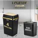 Bathroom Trash Can with Lid 4 Gallon Trash Can with Swing Lid Small Garbage Can Black Bathroom Trash Can with 300 Counts Trash Bags for Kitchen Bedroom Office Dorm
