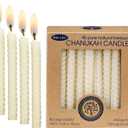 Rite Lite Judaica Hand Rolled Honeycomb Beeswax Hanukkah Candles, 45 Count Chanukah Menorah Gifts, Jewish Holiday Party Favors Candleholder (Natural)